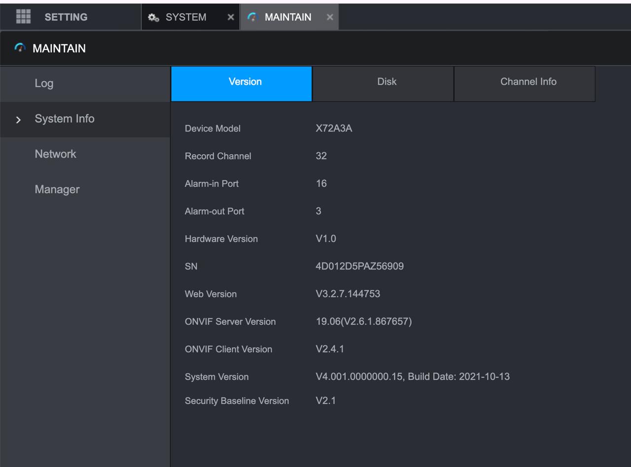 E8 - .32 system info